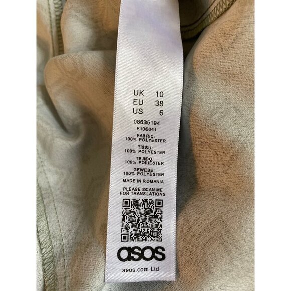 ASOS NWT Monogram Print Mini Tux Dress, Gray Khaki Cuffed Sleeves Women's 6 (US) - Picture 9 of 12
